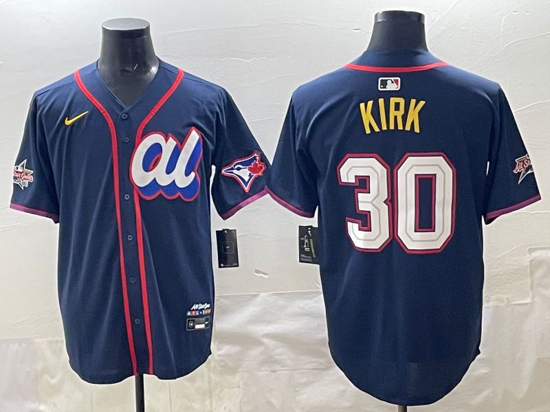 Men 2025 Toronto Blue Jays 30 Kirk Drak Blue All star Nike MLB Jersey style 01